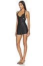 view 2 of 4 Metal Buckle Halter Cowl Neck Mini Dress in Black