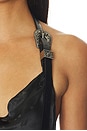 view 4 of 4 Metal Buckle Halter Cowl Neck Mini Dress in Black