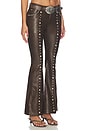 view 2 of 6 Faux Leather Studded Flared Pant in Brown