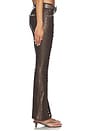 view 3 of 6 Faux Leather Studded Flared Pant in Brown