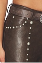 view 6 of 6 Faux Leather Studded Flared Pant in Brown