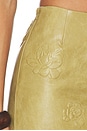 view 6 of 6 Dust Faux Leather Floral Imprinted Pencil Skirt in Khaki