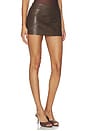 view 2 of 6 Faux Leather Floral Imprinted Mini Skirt in Brown