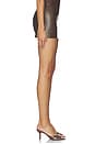 view 3 of 6 Faux Leather Floral Imprinted Mini Skirt in Brown