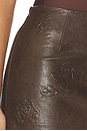 view 6 of 6 Faux Leather Floral Imprinted Mini Skirt in Brown