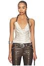 view 1 of 5 Metal Buckle Halter Cowl Neck Top in White