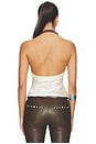 view 3 of 5 Metal Buckle Halter Cowl Neck Top in White