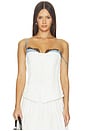 view 1 of 4 Strapless Button Up Top With Lace Trim in White