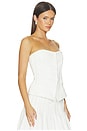 view 2 of 4 Strapless Button Up Top With Lace Trim in White