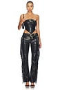 view 4 of 4 Faux Leather Floral Imprinted Tube Top With Detachable Belt in Black