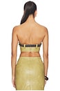 view 3 of 5 Dust Faux Leather Floral Imprinted Tube Top With Detachable Belt in Khaki