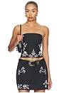 view 1 of 5 Floral Embroidered Tube Top in Black
