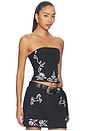 view 2 of 5 Floral Embroidered Tube Top in Black