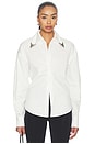 view 1 of 5 CAMISA TIE-BACK WITH METALLIC POINTED COLLAR in White