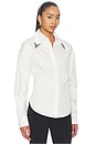 view 2 of 5 CAMISA TIE-BACK WITH METALLIC POINTED COLLAR in White