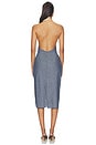 view 3 of 3 Midi V-neck Dress With Flower Detail in Denim