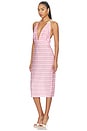 view 2 of 4 ROBE MIDI V-NECK WITH FLOWER DETAIL in Stripes Pink