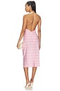 view 3 of 4 ROBE MIDI V-NECK WITH FLOWER DETAIL in Stripes Pink