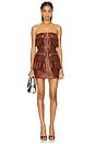 view 1 of 3 Mini Faux Leather Dress in Brown