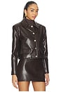 view 3 of 5 Cropped Faux Leather Jacket in Brown