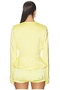 view 3 of 4 Satin Button Up Blazer in Yellow