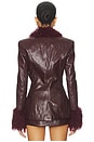 view 3 of 4 Fitted Blazer With Faux Fur Detail in Maroon