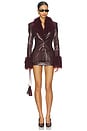 view 4 of 4 Fitted Blazer With Faux Fur Detail in Maroon
