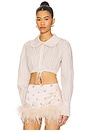 view 2 of 5 Crop Shirt With Collar in Coral Stripes
