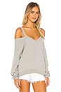 view 2 of 4 Swanson Long Sleeve Cutout V Neck Pullover in Heather Grey