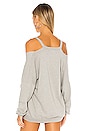 view 3 of 4 Swanson Long Sleeve Cutout V Neck Pullover in Heather Grey