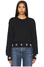 view 1 of 4 Kamon Crew Neck Pullover W/ Metallic Silver Star Print Top in Black