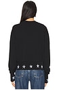 view 3 of 4 Kamon Crew Neck Pullover W/ Metallic Silver Star Print Top in Black