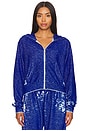 view 2 of 5 Bowman Burnout Loop Terry Crop Zip Up Jacket in Sapphire