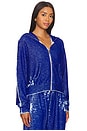 view 3 of 5 Bowman Burnout Loop Terry Crop Zip Up Jacket in Sapphire