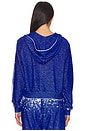 view 4 of 5 Bowman Burnout Loop Terry Crop Zip Up Jacket in Sapphire