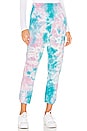 view 1 of 4 Nate Crop Sweatpant in Pink & Turquoise Tie Dye