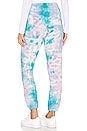 view 3 of 4 Nate Crop Sweatpant in Pink & Turquoise Tie Dye