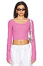view 1 of 4 Pryderi Crop Square Neck Long Sleeve in Party Pink