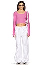 view 4 of 4 Pryderi Crop Square Neck Long Sleeve in Party Pink