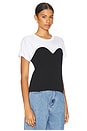 view 2 of 4 Kinsley Contrast Sweetheart Tee in Black And White
