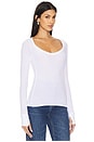 view 2 of 4 Leonard Long Sleeve Scoop Neck W/ Thumbhole Top in White