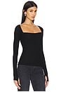 view 2 of 4 Kaleb Long Sleeve W/ Square Neckline Double Layered Top in Black