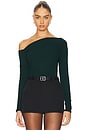 view 1 of 4 Maples Asymmetrical Off Shoulder Long Sleeve Top in Evergreen