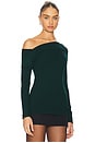 view 2 of 4 Maples Asymmetrical Off Shoulder Long Sleeve Top in Evergreen