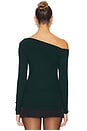 view 3 of 4 Maples Asymmetrical Off Shoulder Long Sleeve Top in Evergreen