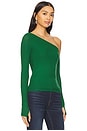 view 2 of 5 Magdalino Asymmetrical Fitted Cold Shoulder Long Sleeve Top in Verde