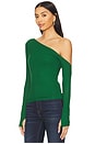 view 3 of 5 Magdalino Asymmetrical Fitted Cold Shoulder Long Sleeve Top in Verde