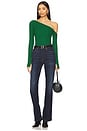 view 5 of 5 Magdalino Asymmetrical Fitted Cold Shoulder Long Sleeve Top in Verde