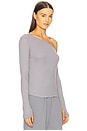 view 2 of 5 Magdalino Asymmetrical Fitted Cold Shoulder Long Sleeve Top in Pewter