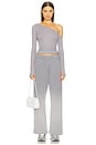 view 5 of 5 Magdalino Asymmetrical Fitted Cold Shoulder Long Sleeve Top in Pewter